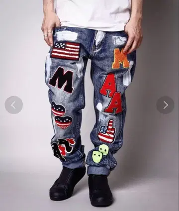 와펜 커스텀 데님 38 XXL 사이즈 자수 패치