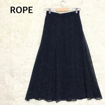 로페 도트 무늬 플레어 실루엣 스커트 롱 기장 허리밴딩 M 사이즈
