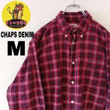 USA 구제 의류 CHAPS DENIM 플란넬 셔츠 M 레드 블랙 체크