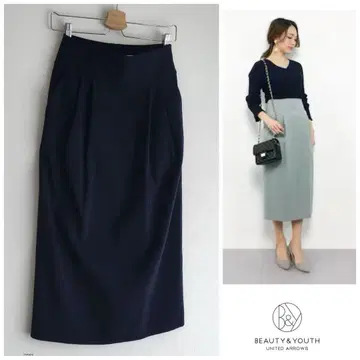 유나이티드 애로우즈 미모레 턱 코쿤 롱 스커트