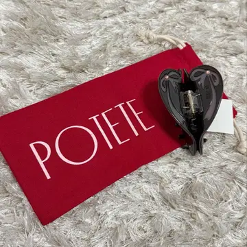 POTETE 리본 하트 클립 브라운