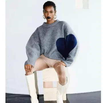 NKNIT 하트 패턴 니트 그레이