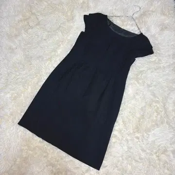 에프데 ef-de 블랙 원피스 M 반팔 무릎 기장 울 혼방 프릴 깔끔