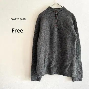 [ LOWRYS FARM ] 니트 울100% 그레이 헨리넥 긴팔