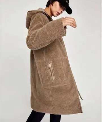 ZARA BASIC 베이지 리버서블 무스탕 코트 S사이즈