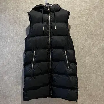 ZARA 자라 롱 기장 다운 베스트 퍼프 베스트 블랙 M 후드 부착