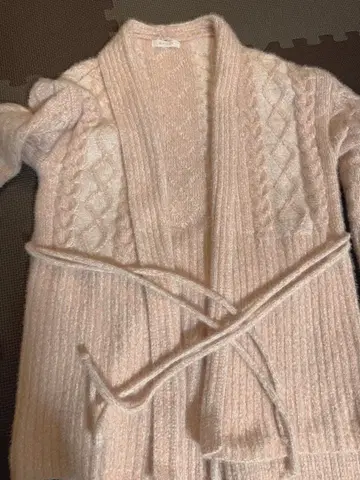 SUOZZY 핑크 케이블 니트 가디건 상하의 세트 부드러운