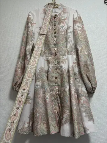 페이즐리 무늬 긴팔 원피스