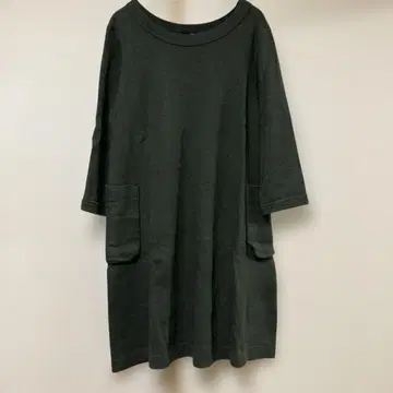 다크 그린 7부 소매 티셔츠 원피스 45r