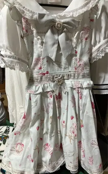 LIZLISA Salon de Fraise 패턴 원피스 반팔 민트