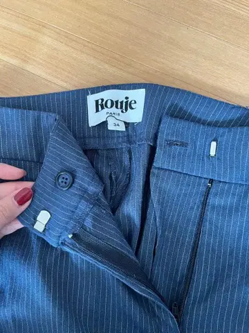 Rouje 네이비 스트라이프 플레어 팬츠 34