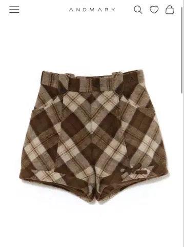 andmary 리본 체크 미니 팬츠 베이지 M