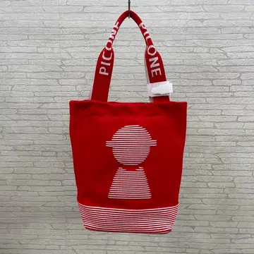 PICONE 스트라이프 패턴 토트백 레드