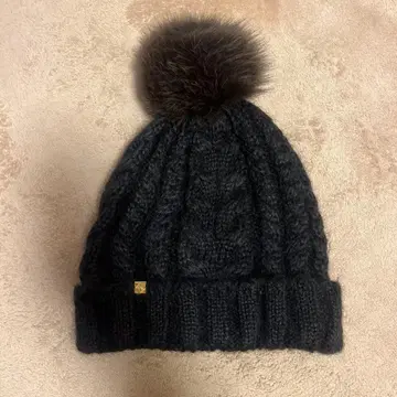 블랙 케이블 짜임 니트 모자 폼폼 포함