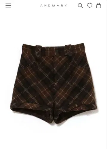 andmary Ribbon check mini pants 브라운 S