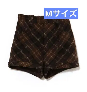 andmary Ribbon check mini pants brown