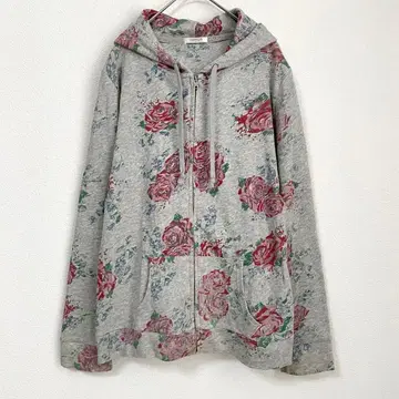 시네마 클럽 Y2K 헤이세이 갸루 꽃무늬 후드티 맨투맨 소재 그레이 긴팔