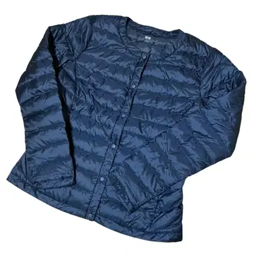 유니클로 울트라 라이트 다운 노카라 자켓 네이비 여성용 L