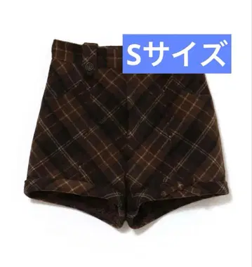 andmary Ribbon check mini pants brown S