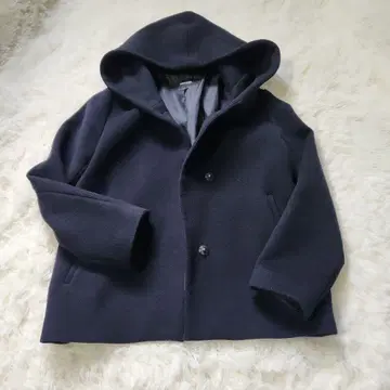 JOURNAL STANDARD 네이비 후드 부착 울 코트