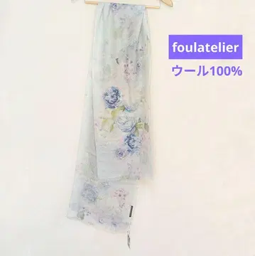 [] 꽃무늬 숄 울 100% 페일 컬러