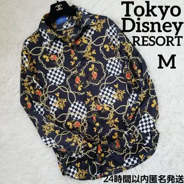 DISNEY 스카프 패턴 미키 올 패턴 긴팔 셔츠 M 디즈니랜드 리조트