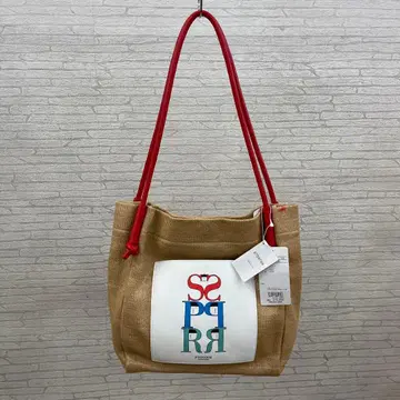 PIOONE 로고 토트백 베이지/레드