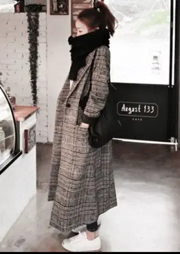 Amulet 체크 무늬 롱 코트