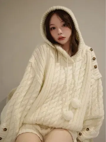 andmary Yara cable knit set up ivory