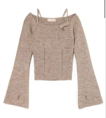 andmary Baby ribbon knit tops brown