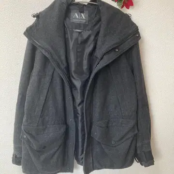 A|X ARMANI EXCHANGE 울 혼방 후드 부착 코트