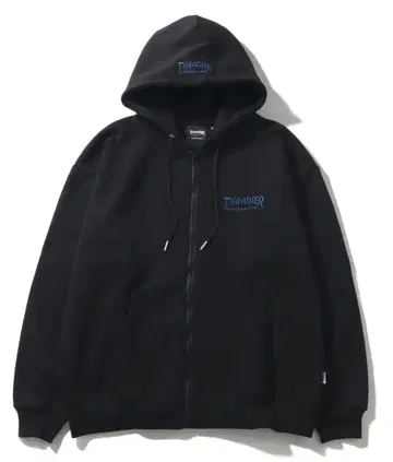 THRASHER 블랙 풀 집업 후드티