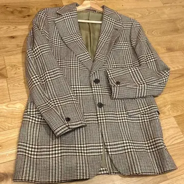 캐시미어 혼방 체크 무늬 빈티지 테일러드 자켓