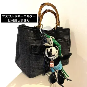 블랙 데님 백 대나무풍 손잡이 데님 토트백 블랙