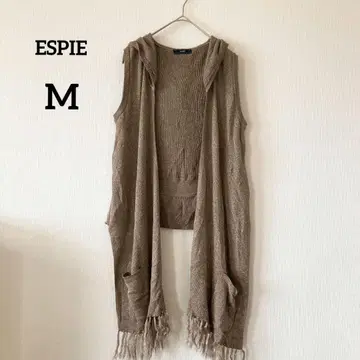 에스피에 후드 부착 베스트 브라운 슬리브리스 라메 믹스 234