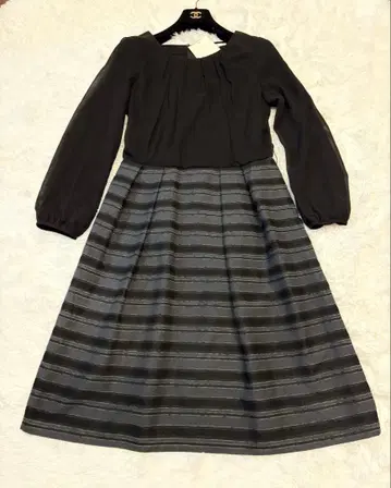 택 포함 새상품 졸업식 내추럴 뷰티 베이직 쉬폰 긴팔 원피스