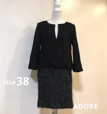 고급 스타일 울&모헤어 도킹 원피스 넉넉한 체형 커버