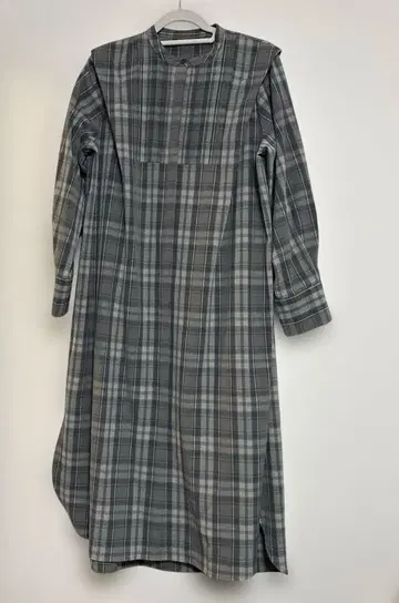 로리즈팜 그레이 체크 무늬 긴팔 셔츠 원피스