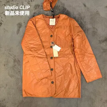 스튜디오 클립 새상품 레오파드 퀼트 자켓 짙은 오렌지