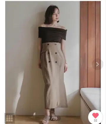 anuans 더블 버튼 펜슬 스커트