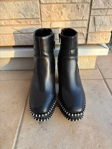 MOUSSY 가죽 블랙 부티 하이힐 부츠