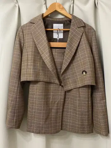 MERCURYDUO 하트 브라운 계열 체크 셋업