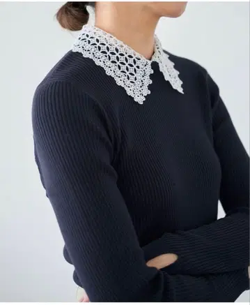 레이스 칼라 RIB 홀 가먼트 PO