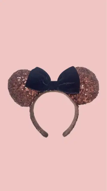 미니 스팽글 머리띠 골드 x 블랙 벨로아 리본