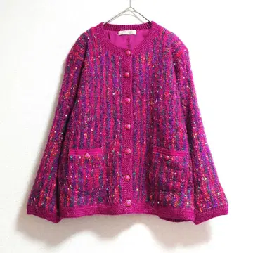 b 쇼와 레트로 빈티지 니트 자켓 버블리 가디건 핑크