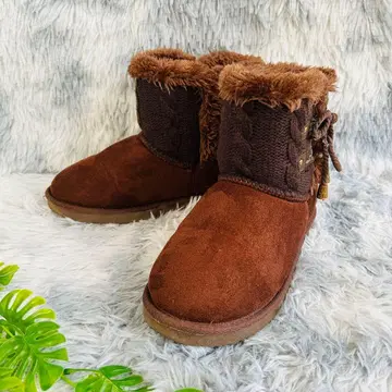 [ L 사이즈 ] 케이블 니트 어그 부츠 보아 퍼 브라운