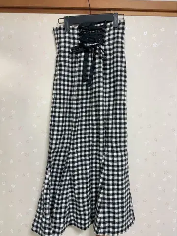 미셸 마카롱 기모 깅엄 체크 머메이드 스커트 S