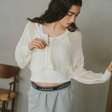 LAVANDA 메쉬 크롭 가디건