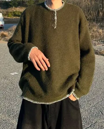 헨리넥 스티치 니트 HA0143