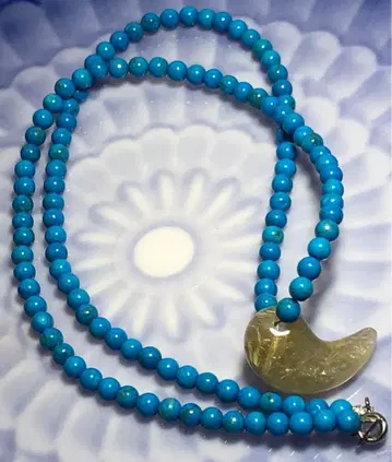 터콰이즈 구옥 목걸이 실버 남녀 공용